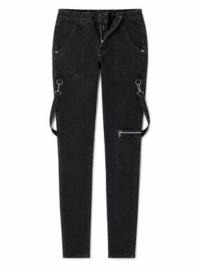 Tripp NYC Royal Bones Black Skinny Rage Pants with Straps